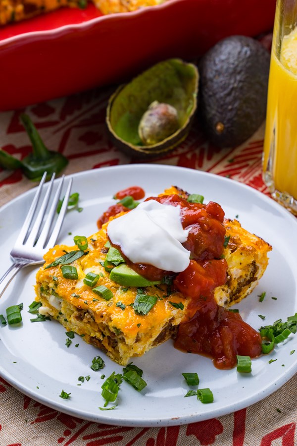 Mexican breakfast egg and chorizo casserole