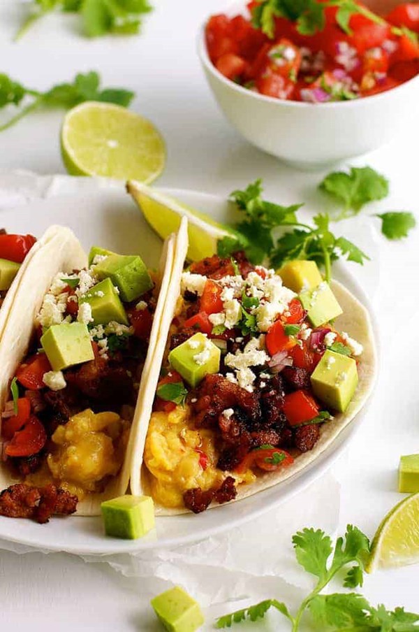 Mexican breakfast tacos (chorizo and egg)