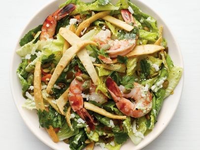 Mexican Caesar salad with shrimp