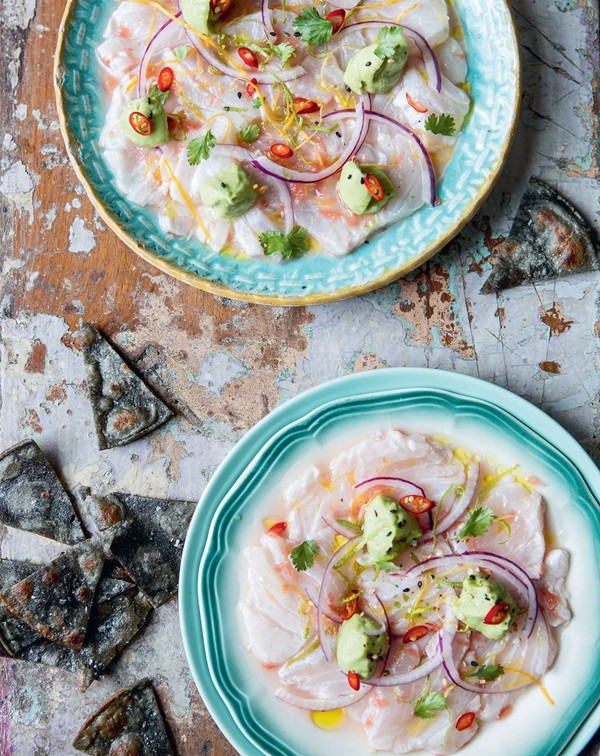 Mexican ceviche with avocado cream