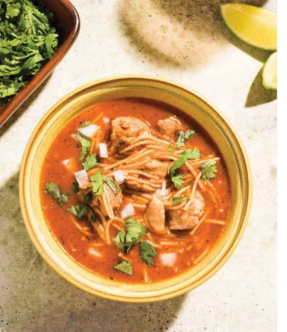 Mexican chicken and fideos soup