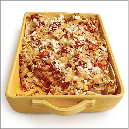 Mexican chicken casserole with charred tomato salsa