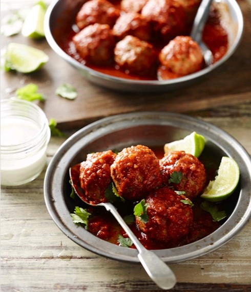 Mexican chicken meatballs with tomatillo sauce