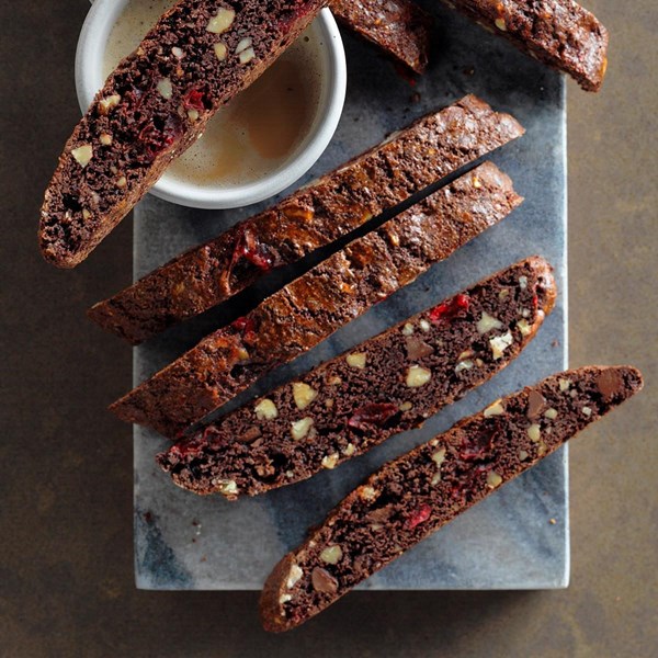 Mexican chocolate walnut-cherry biscotti