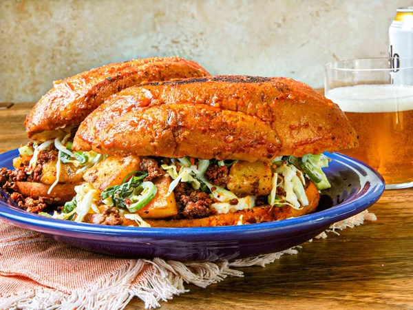 Mexican chorizo and potato sandwich (Pambazo)