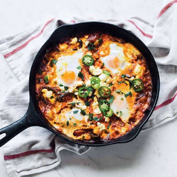 Mexican eggs baked in tomato sauce