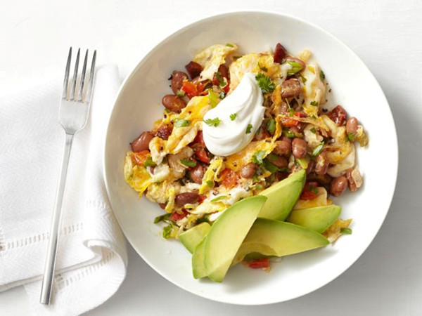 Mexican eggs with chorizo and beans