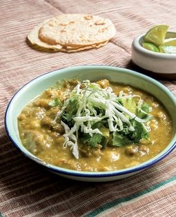 Mexican green hominy soup
