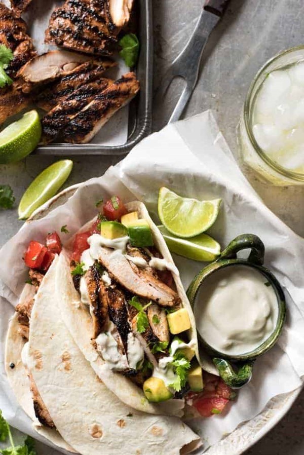Mexican grilled chicken tacos