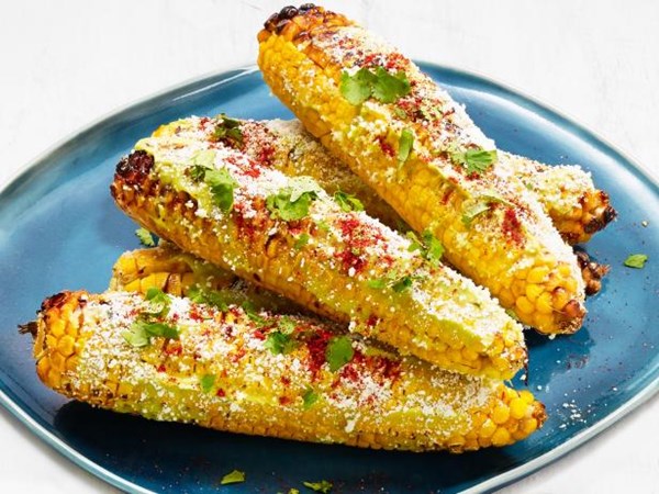 Mexican grilled corn with avocado
