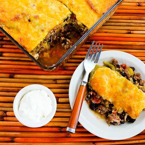 Mexican ground beef casserole with beans and chiles