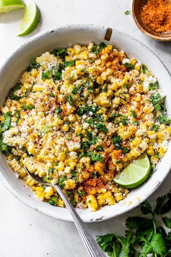 Mexican-inspired grilled corn salad with cotija