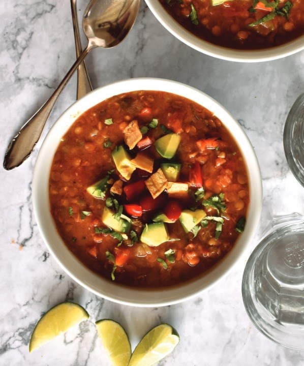 Mexican-inspired lentil soup