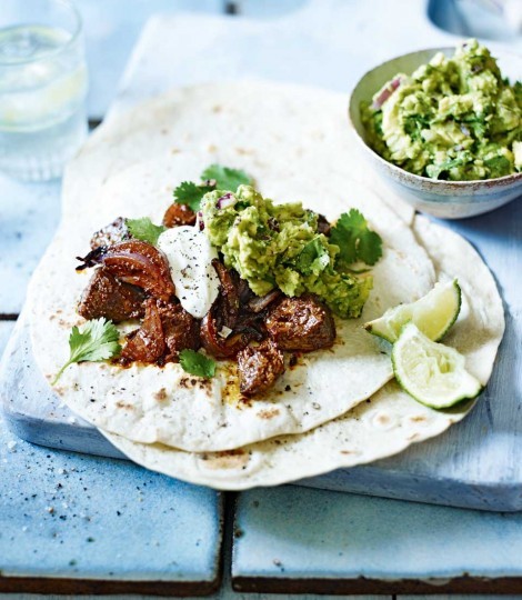Mexican lamb wraps with guacamole