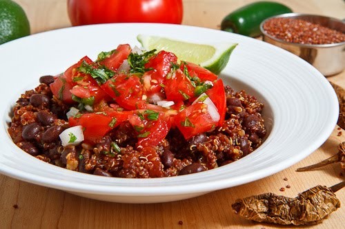 Mexican quinoa and beans with pico de gallo