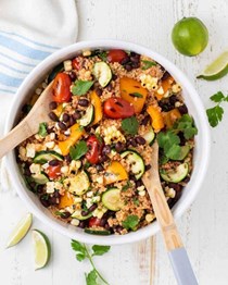 Mexican quinoa salad with grilled vegetables