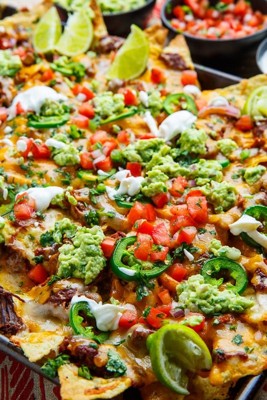 Mexican shredded beef nachos
