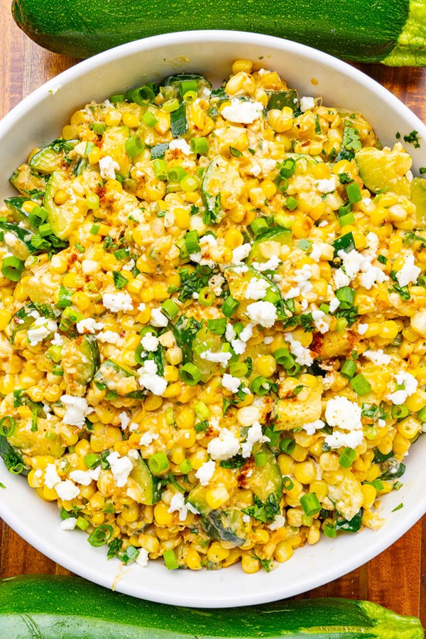 Mexican street corn and zucchini