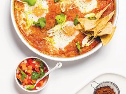 Mexican-style baked eggs w pico de gallo