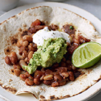 Mexican-style beans with guacamole