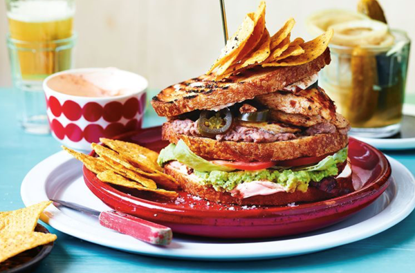 Mexican-style club sandwich