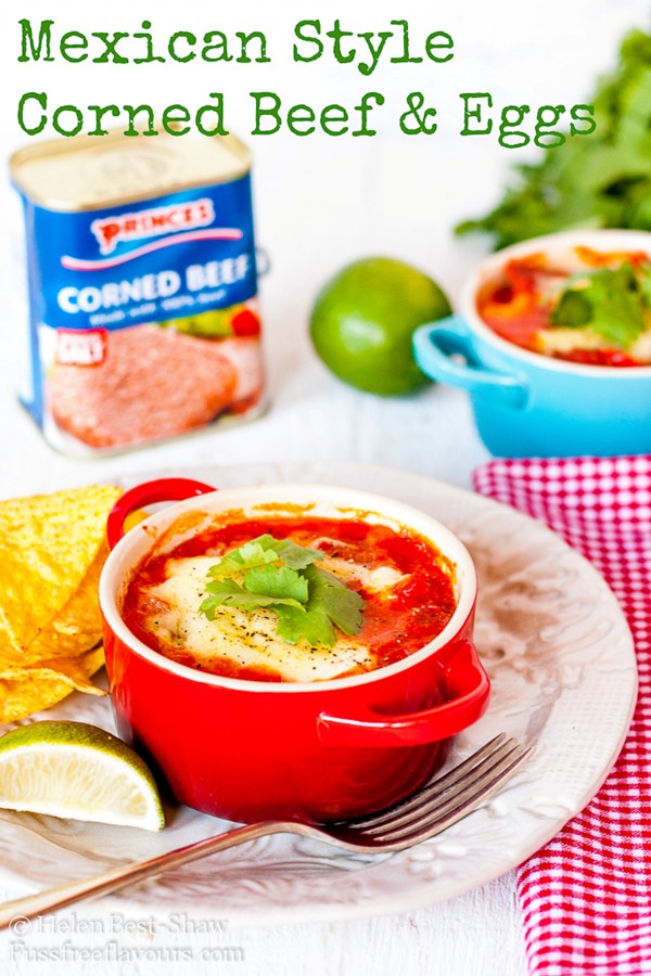 Mexican style corned beef & baked eggs