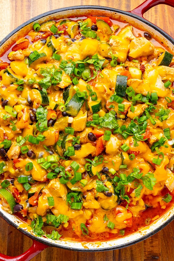 Mexican style skillet chicken and zucchini