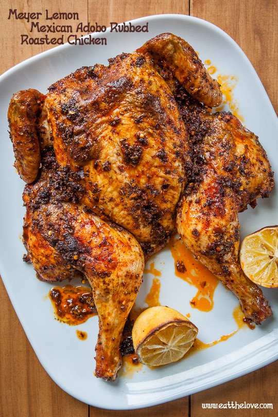 Meyer lemon adobo rubbed roasted chicken