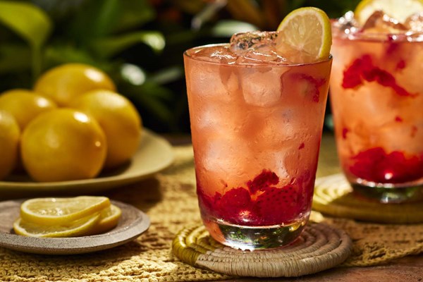 Meyer lemon and strawberry caipirinha [Junior Borges]