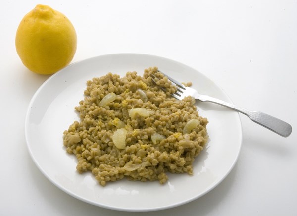 Meyer lemon barley risotto