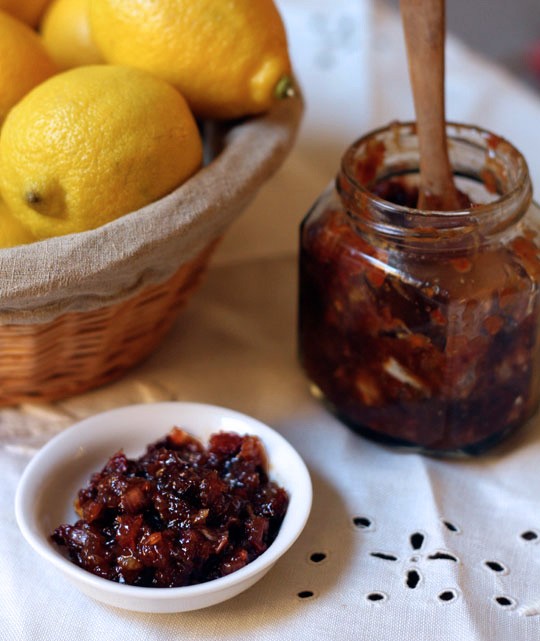 Meyer lemon cherry chutney