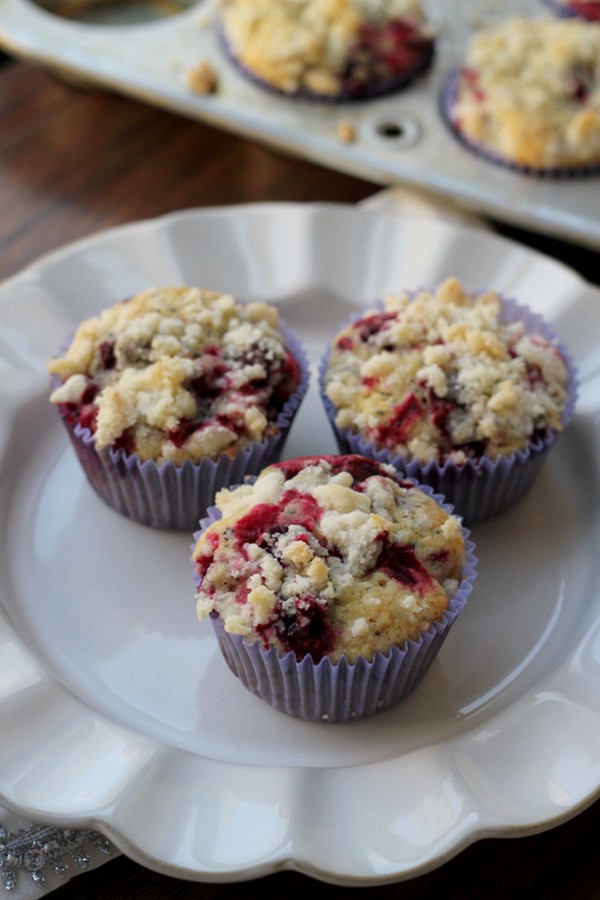 Meyer lemon cranberry poppy seed muffins