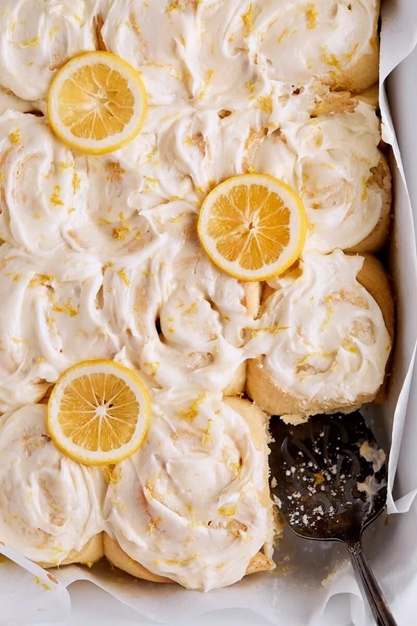 Meyer lemon rolls with lemon frosting 