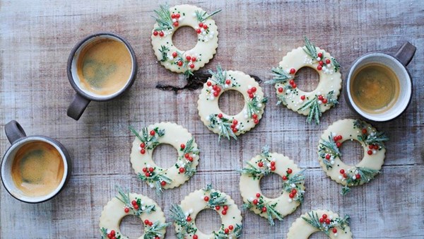 Meyer-lemon shortbread wreath cookies