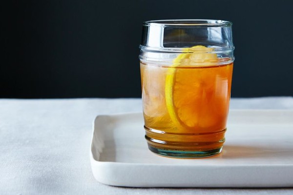 Meyer lemon-vanilla bean bourbon smash