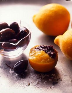 Meyer lemons stuffed with tapenade