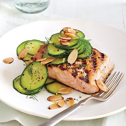 Michael Symon's grilled salmon and zucchini salad