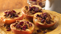 Microwave baked apples with granola
