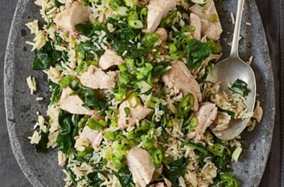 [Microwave] green chicken pilaf