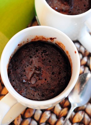 Microwave molten chocolate cake for two from Cook's Country