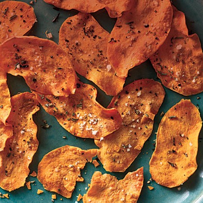 Microwave sweet potato chips