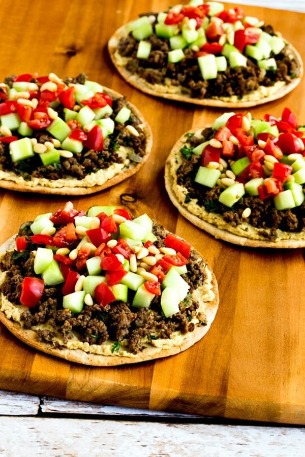 Middle Eastern beef and hummus pita rounds