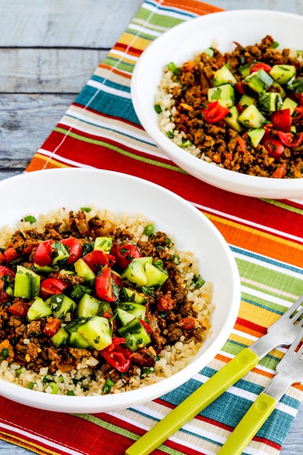 Middle Eastern beef bowls