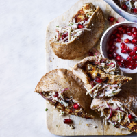 Middle Eastern chicken and celeriac slaw pockets
