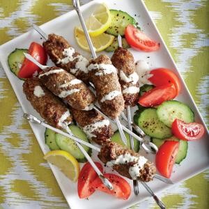 Middle Eastern kofta kebabs with lemon-tahini sauce