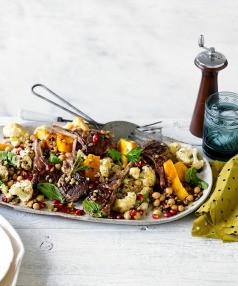 Middle Eastern lamb salad with pumpkin and pomegranate