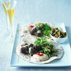 Middle-Eastern mezze platter: Fattoush salad (Syrian toasted bread salad)