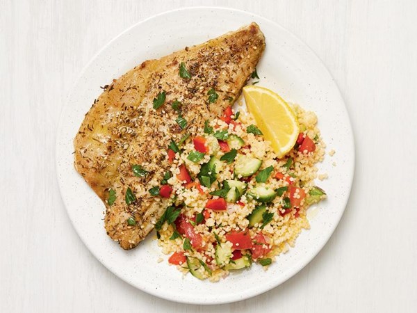 Middle Eastern snapper with couscous salad