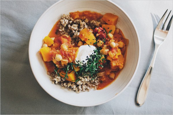 Middle-Eastern spiced squash + bean stew