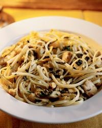 Midnight pasta with tuna, pancetta and spinach